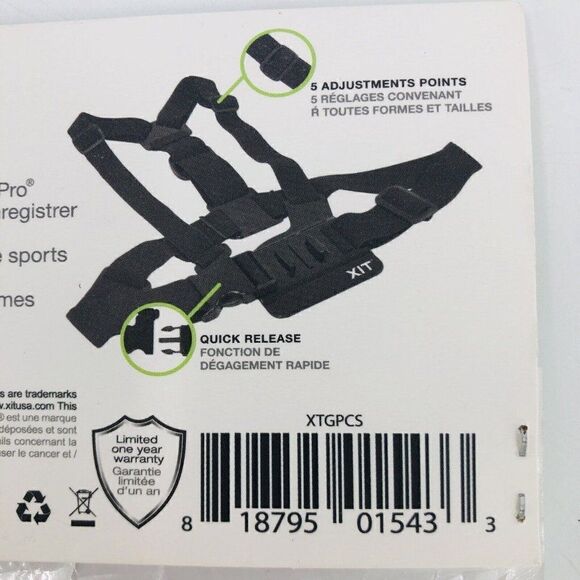 GoPro Camera Chest Mount Adjustable Strap XIT Photo Hands Free Body Mount NIP - Picture 6 of 6